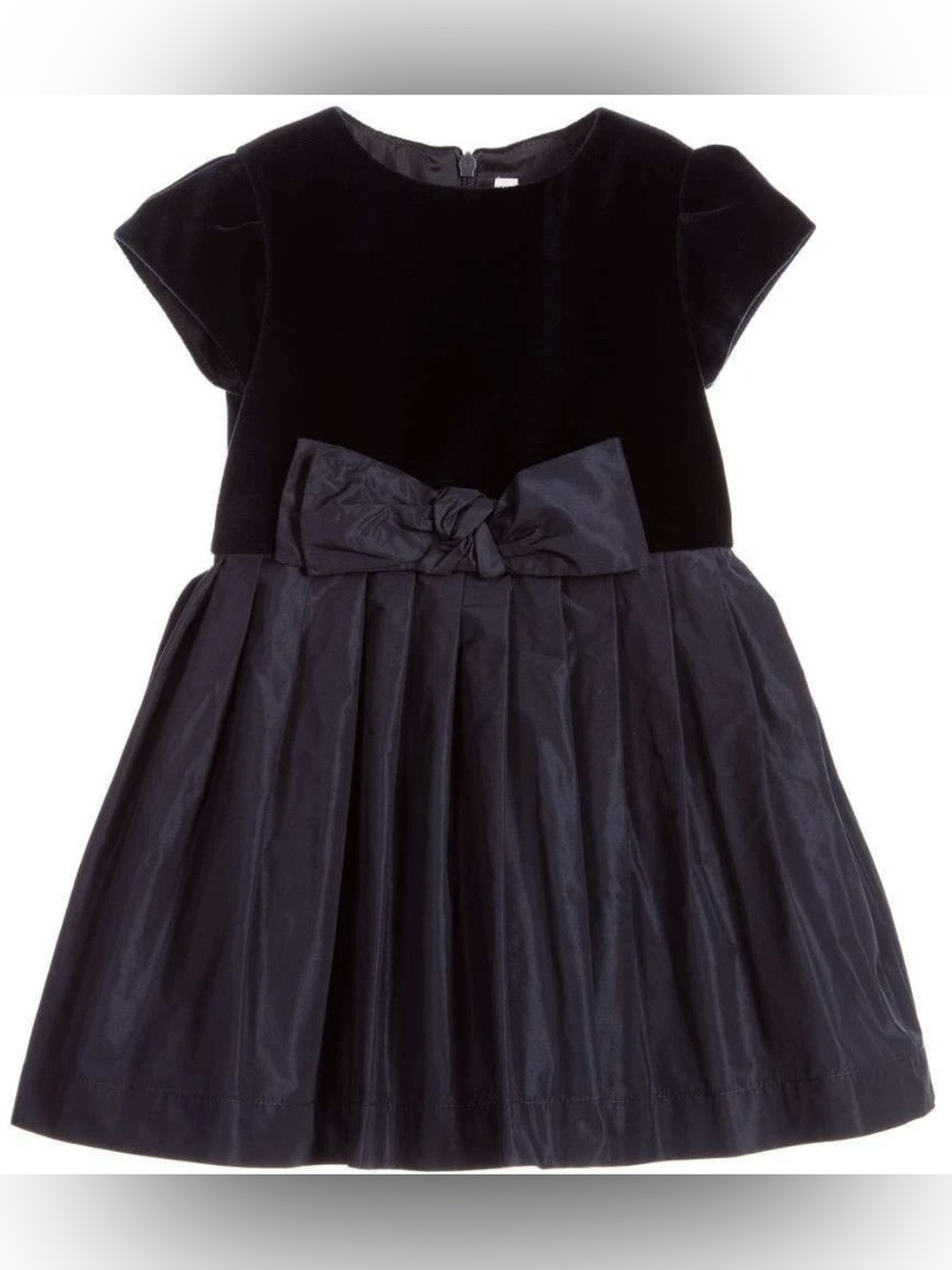 Il Gufo Girls Velvet/Taffeta Bow Party Dress, Navy, Size 4